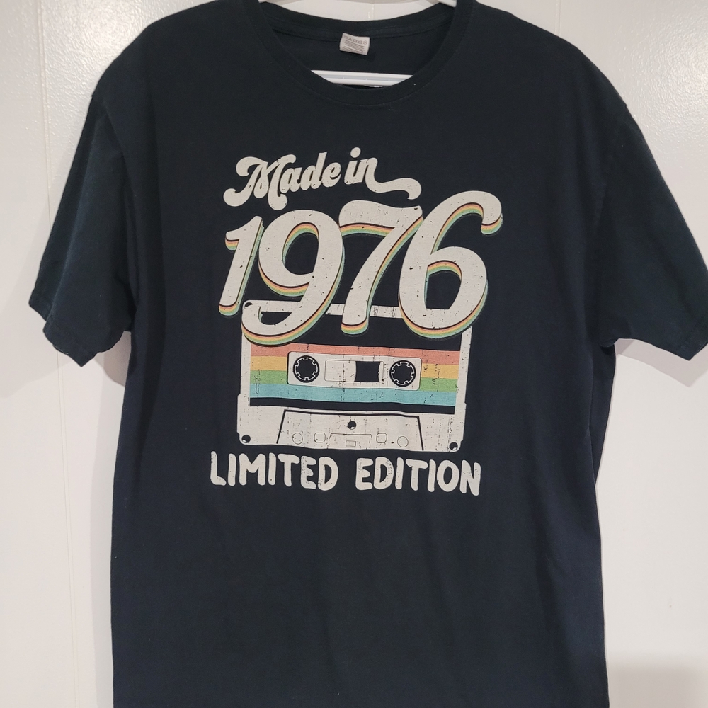 Vintage Style Made In 1976 Limited Edition Graphic Tee With Cassette Tape Size L